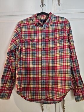 Abercrombie & Fitch Red, Yellow, Blue Plaid Button-Down Shirt